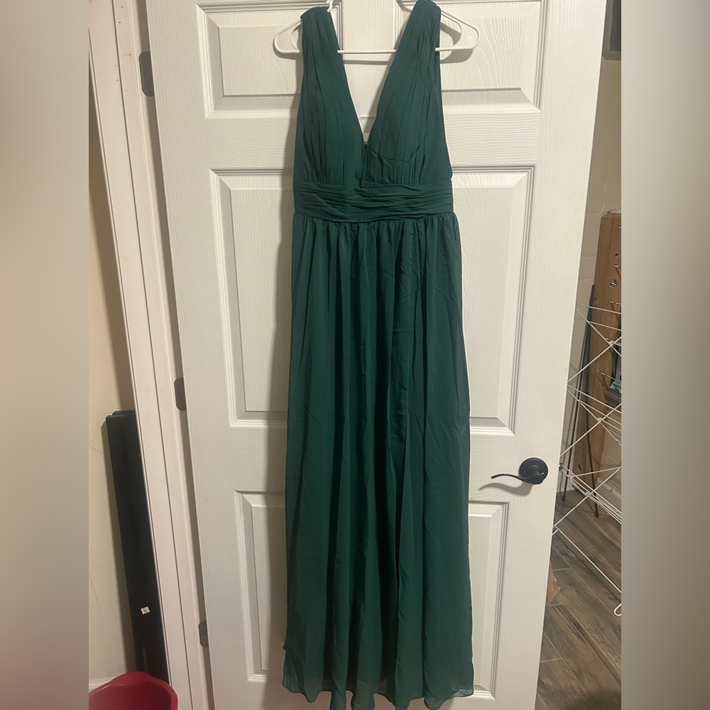 JJsHouse, Size 10, Prom dress with slit, dark green